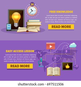 Online education concept. Template for online education course. Flat vector design banner. Vector illustration