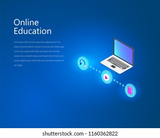 Online education concept with text