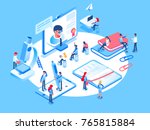 Online education concept. Online training courses, specialization, university studies. 3d isometric people.