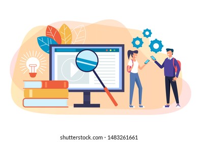 Online education concept. Vector flat cartoon graphic design isolated illustration