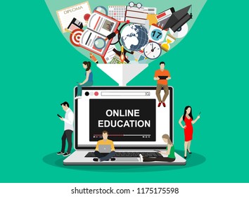 Online education concept. Vector illustration