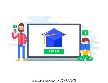 Online education concept vector illustration