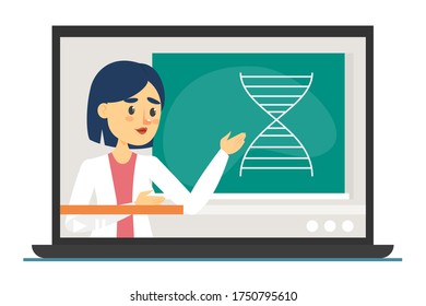 Online education concept vector isolated. E-learning, communication in internet. Teaching worldwide. Chemistry courses online.