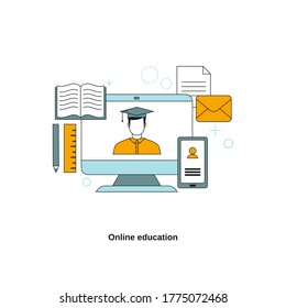 Online-Bildungskonzept. Vektorvorlage für Website, mobile Website, Landing Page, ui.