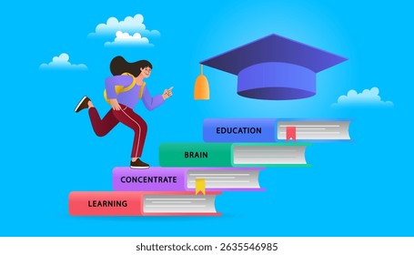 Online education concept. Welcome back to school.  Laptop with educational app in the screen. E-learning platform. Distance lessons, video course, internet class. graduation for success educate vector
