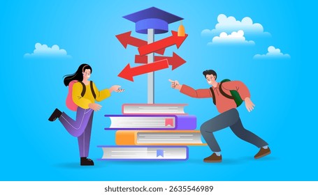 Online education concept. Welcome back to school.  Laptop with educational app in the screen. E-learning platform. Distance lessons, video course, internet class. graduation for success educate vector