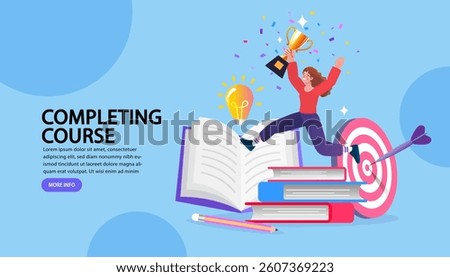 Online education concept. Welcome back to school. Flat design pattern with child. Laptop with educational app in the screen. E-learning platform. Distance lessons, video course, internet class. vector