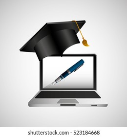 online education concept writing pen design vector illustration eps 10