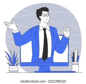 Online-Bildung und Beratung Vektorkonzept. Online-Klasse, Fernunterricht und Webseminar.
