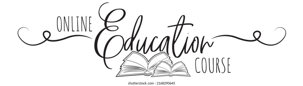 Online education course, vector. Open book illustration. Banner art design.