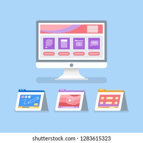Online education and courses with files isolated icons vector. Pencil for drawing on tablet screen monitor, publication for students. Material to exam