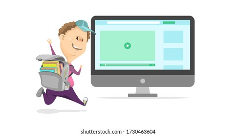 Online education courses, the teaches students online. Webinar vector illustration