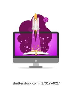 Online education courses, the teaches students online. Webinar vector illustratio
