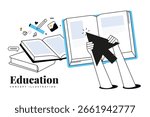 Online education. Creative vector illustration for web banner, social media, business presentation, marketing material. Back to school. Distance education, online learning.