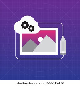 Online education, creative writing and storytelling, copy writing concept, editing text document, distant learning, vector illustration.
