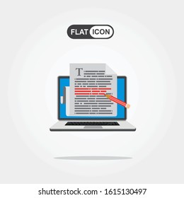 Online education, creative writing and storytelling, distant learning, vector illustration.