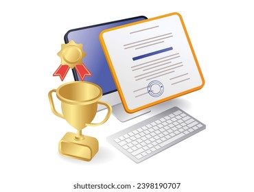 Online education cup illustration concept