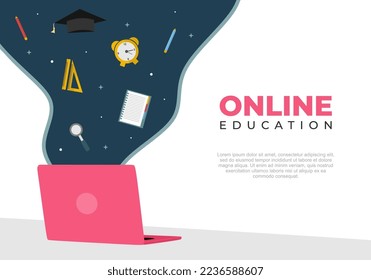 Antecedentes del día de la educación en línea aislados de fondo blanco.