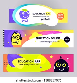 Online education design concept poster.  Modern banner for E-learning,  elearning,  course.. Smart app logo. Template  Development Landing Front page mobile website. Vector illustration