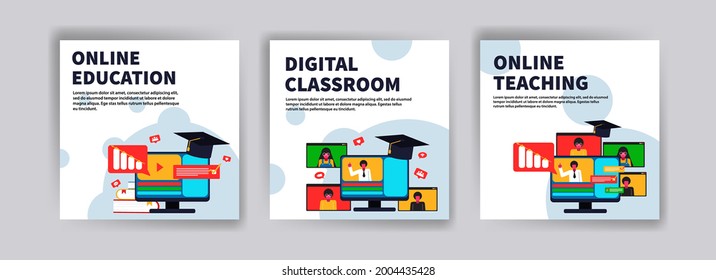 Online Education. Digital Classroom. Online Teaching. Modern Vector Illustration Concept For Social Media Post, Postcard, Card, Poster, Website And Mobile Development.