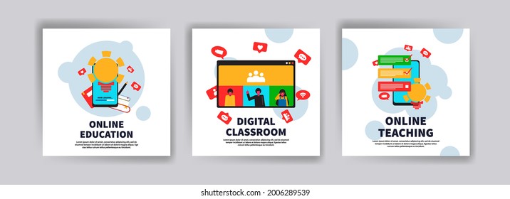 Online education. Digital classroom. Online teaching. Modern vector illustration concept for social media post, postcard, card, poster, website and mobile development.	
