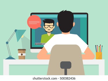 Online education, distance learning. Flat modern illustration concepts