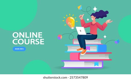 Online education. Distance learning, recorded classes, video tutorial metaphors. online educational. Home education, remote university graduation. e-learning and podcast. Vector flat.