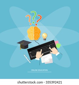 Online education distance learning vector concept  