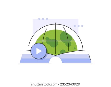 Educación en línea, aprendizaje a distancia, ilustración vectorial de icono de diseño plano