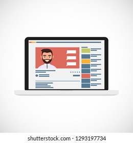 Online education. Distance education through internet. Training and online study. Vector illustration