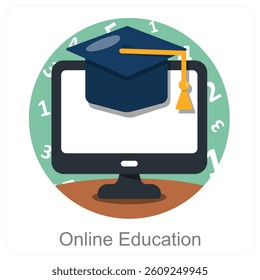 Online Education and e learning icon concept