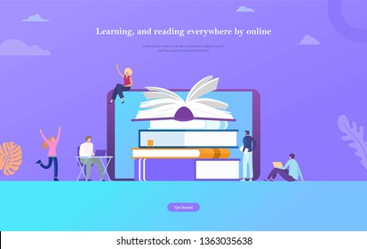 Online Education Or Ebook Reading Concept 3d Vector Illustration Concept. Digital Library, E Learning, Online Course Video Can Use For, Landing Page, Template, Ui, Web, Homepage, Poster, Banner, Flyer