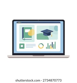Online Education and E-Learning Concept Illustration on Laptop Screen