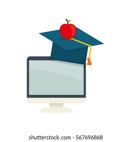 Online education elearning icon vector illustration graphic design