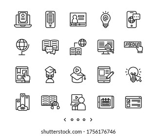 Online education and E-learning line icons set vector