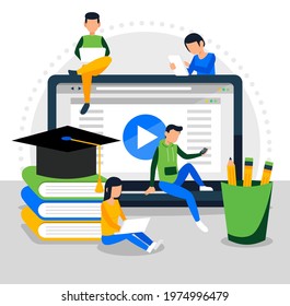 Online education and e-learning. Modern vector illustration concepts for website development or poster