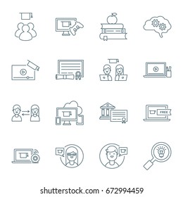 Online education, e-learning set of vector icons