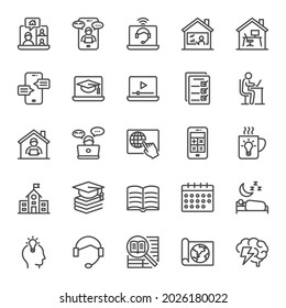 Online education, E-learning, thin line icon set. Simple vector illustration.