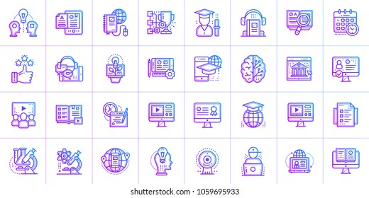 Online education and e-learning vector icons set. Suitable for banner, mobile application, website.