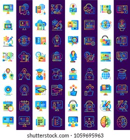Online education and e-learning vector icons set. Suitable for banner, mobile application, website.