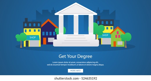 Online Education and Electronic Learning Horizontal Banners. Vector Illustration. Flat Design. Copy space.