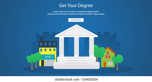 Online Education and Electronic Learning Horizontal Banners. Vector Illustration. Flat Design. Copy space.