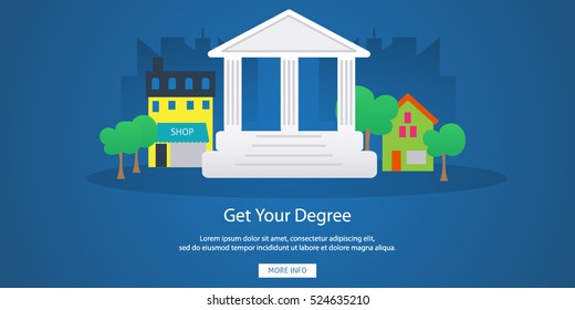 Online Education and Electronic Learning Horizontal Banners. Vector Illustration. Flat Design. Copy space.