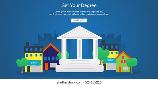 Online Education and Electronic Learning Horizontal Banners. Vector Illustration. Flat Design. Copy space.