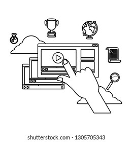 online education elements cartoon