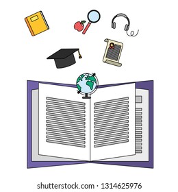 online education elements cartoon
