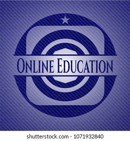  Online Education emblem with jean high quality background