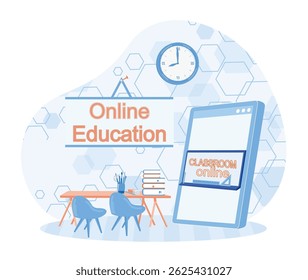 Online education featuring a digital classroom, interactive learning tools, and a virtual study space for students and educators.