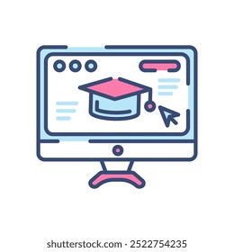 Online Education Fill Color Icon, Vector illustration