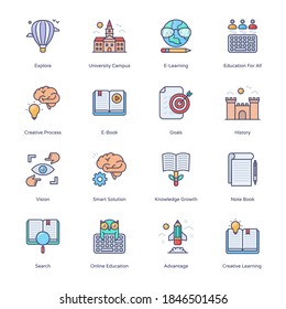 Online Education Filled Icons - Stroked, Vectors